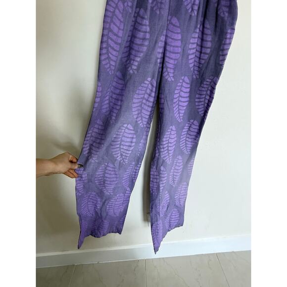 SIKA Tagoe leaf print light purple flutter sleeve long jumpsuit romper handmade - Picture 10 of 11